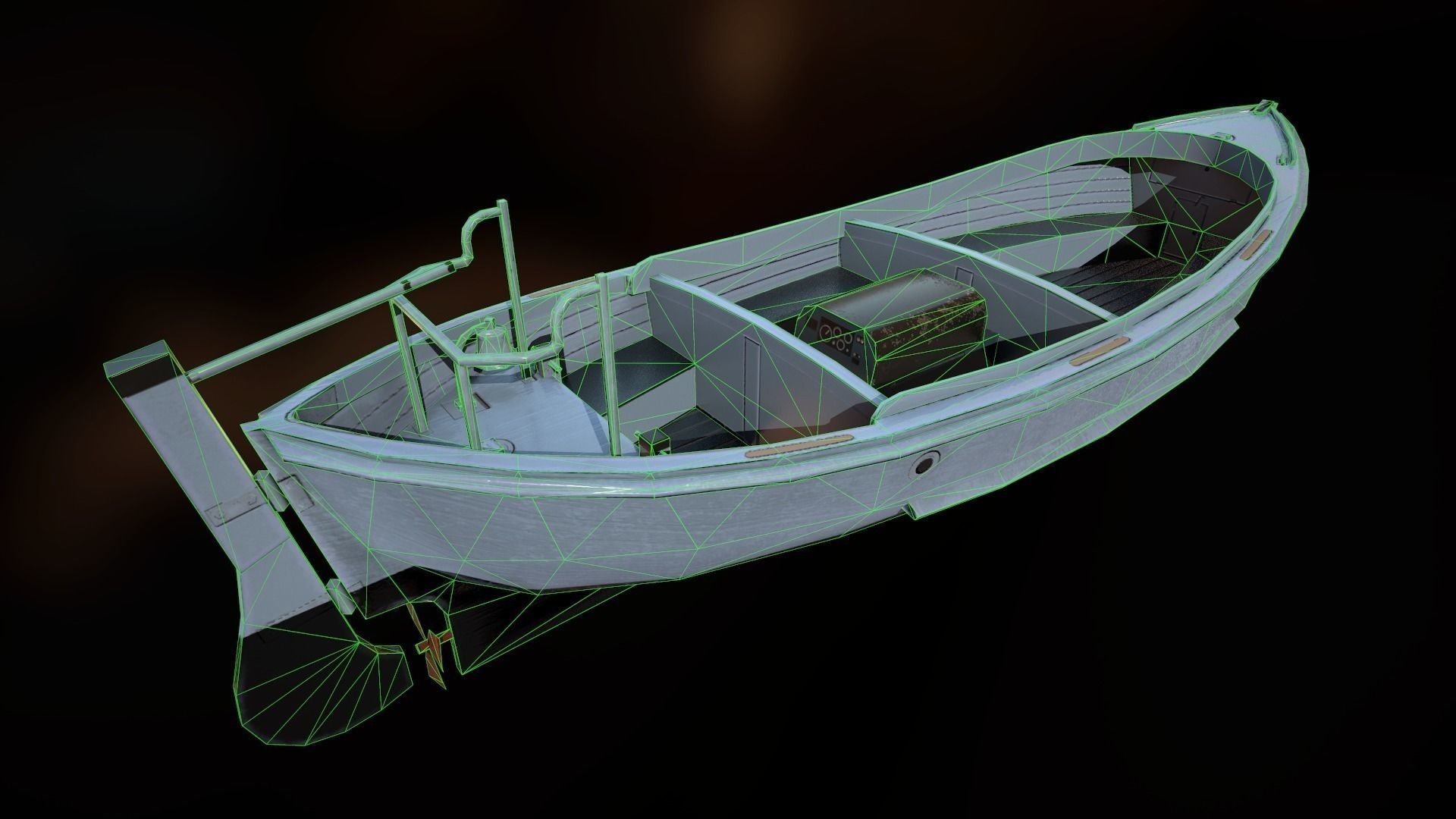 MOTORBOAT fishing boat Low-poly 3D model_8