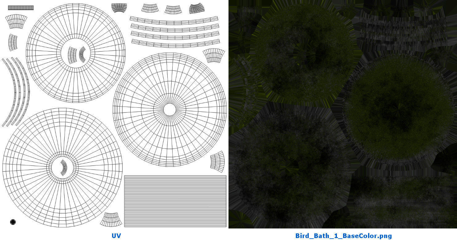 Bird Bath 1 Low-poly 3D model_5