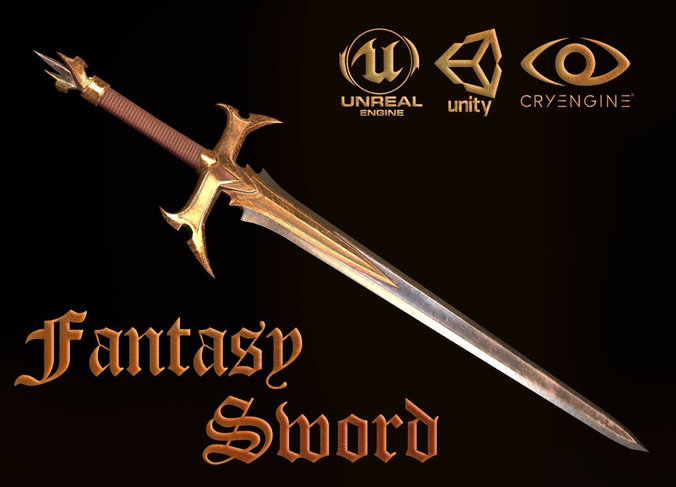 FANTASY SWORD Low-poly 3D model
