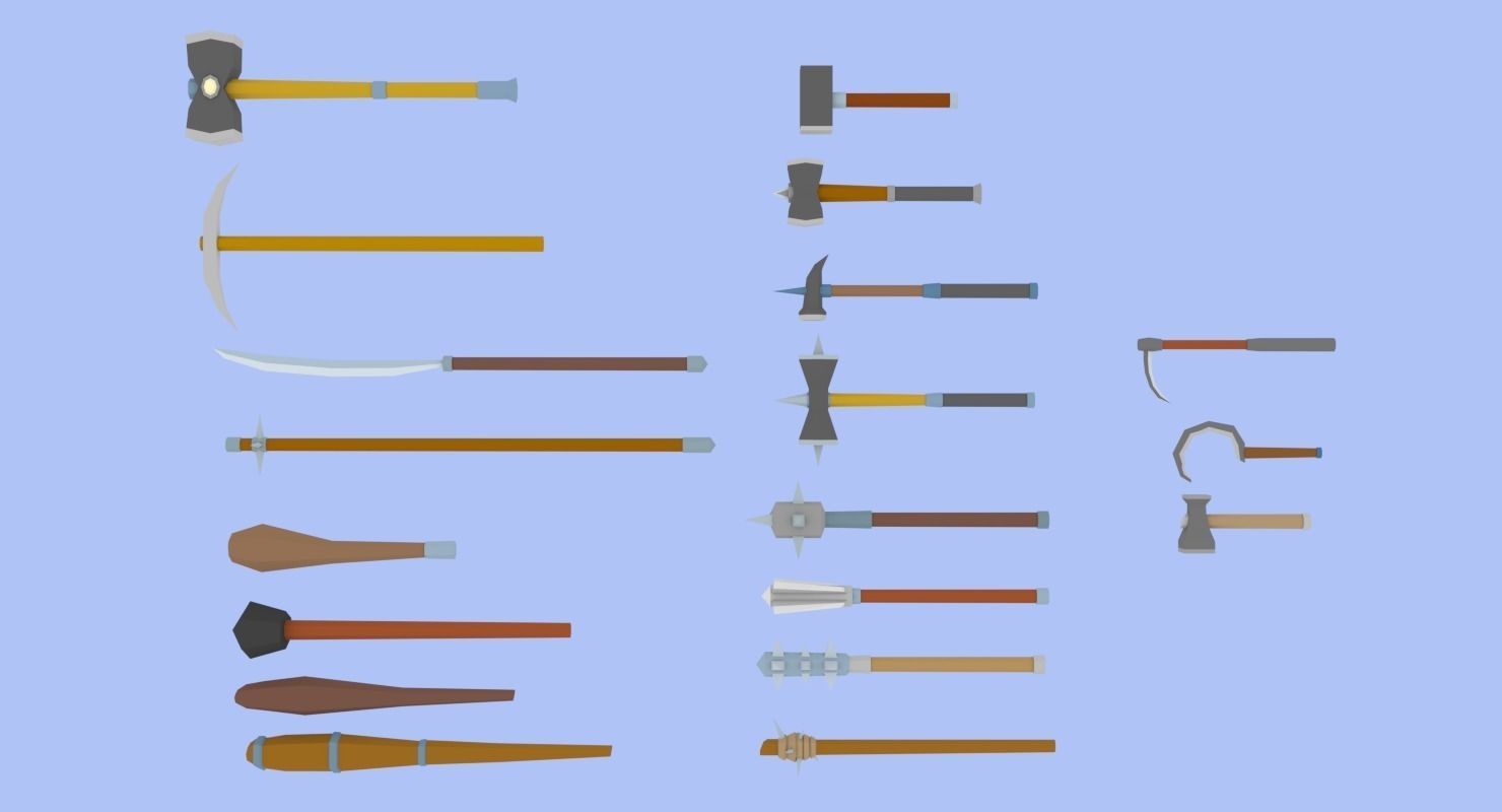 LowPoly Medieval Weapons Pack Low-poly 3D model_5