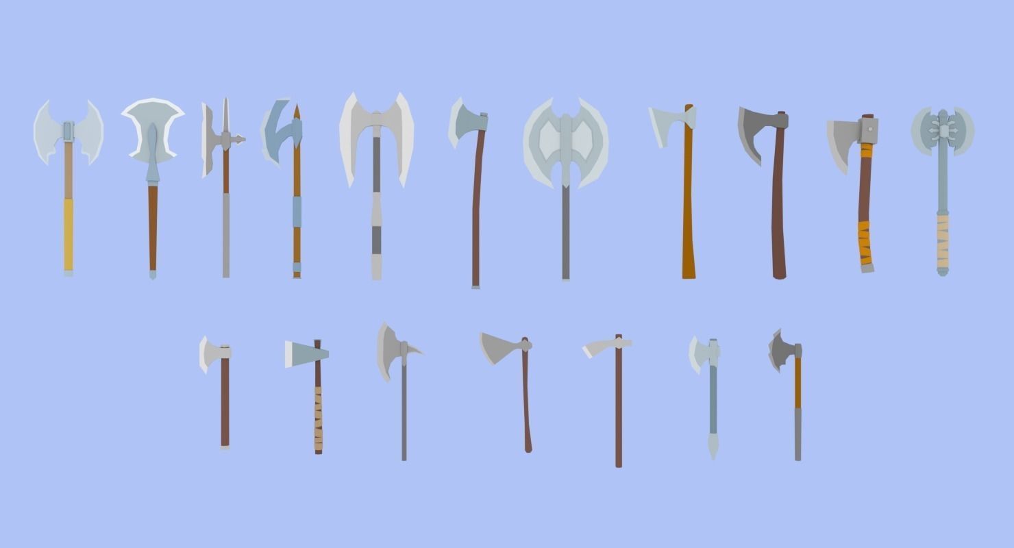 LowPoly Medieval Weapons Pack Low-poly 3D model_3