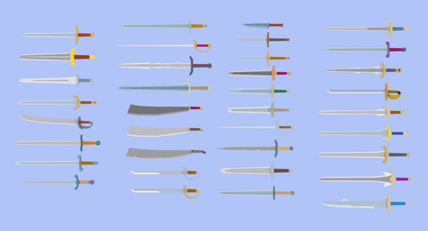 LowPoly Medieval Weapons Pack Low-poly 3D model_8
