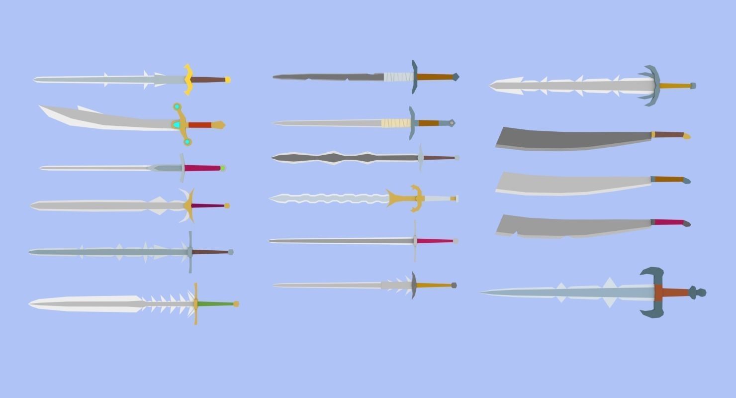 LowPoly Medieval Weapons Pack Low-poly 3D model_2
