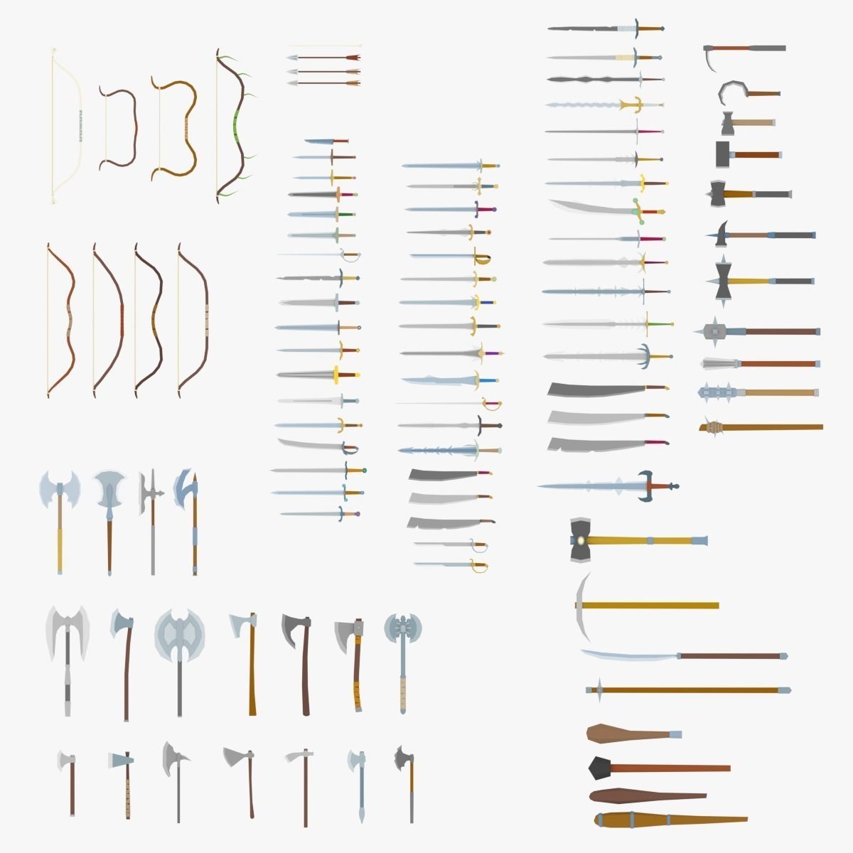 LowPoly Medieval Weapons Pack Low-poly 3D model_0