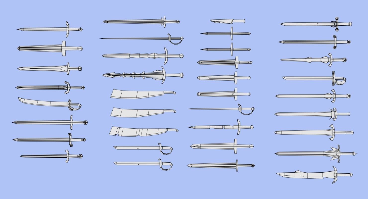 LowPoly Medieval Weapons Pack Low-poly 3D model_10