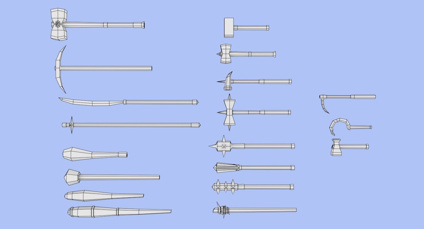 LowPoly Medieval Weapons Pack Low-poly 3D model_9