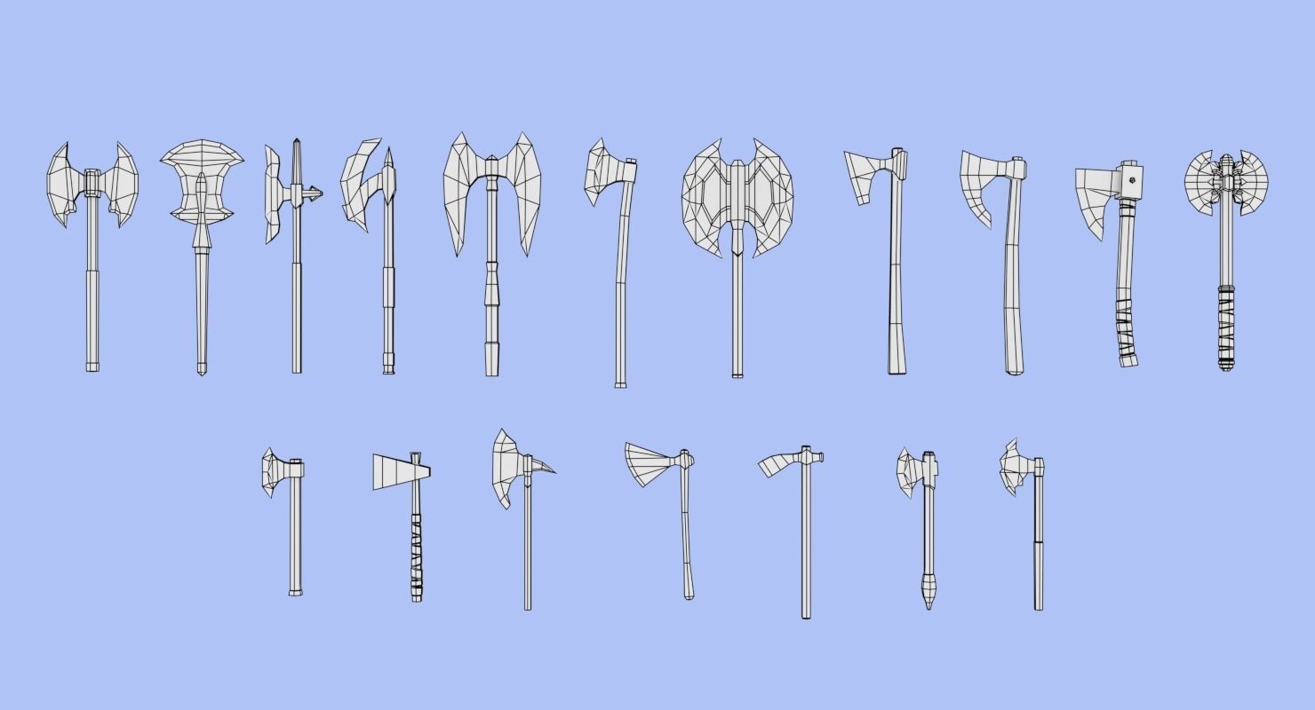 LowPoly Medieval Weapons Pack Low-poly 3D model_4