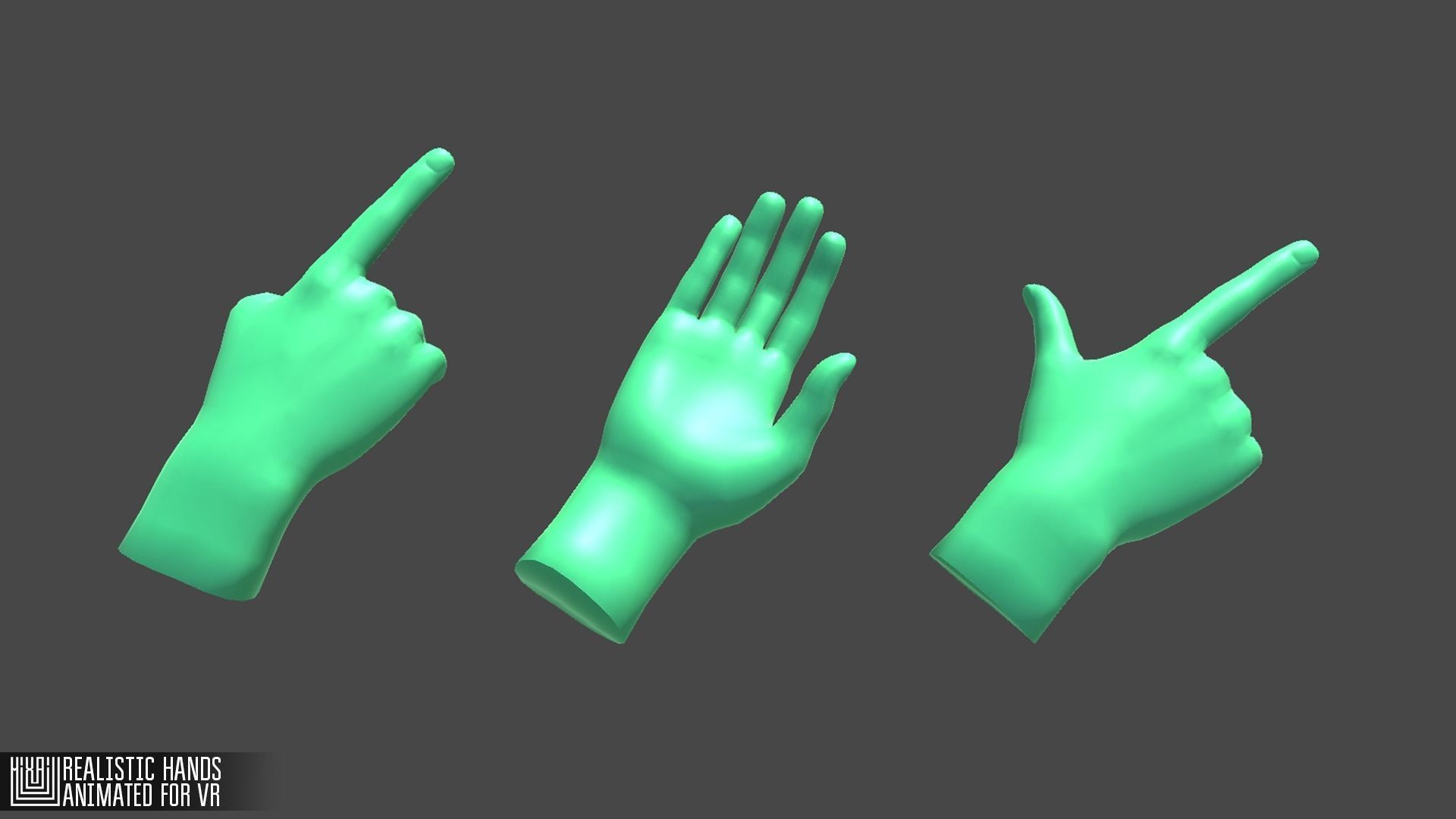 Realistic Hands - animated for VR Low-poly 3D model_16