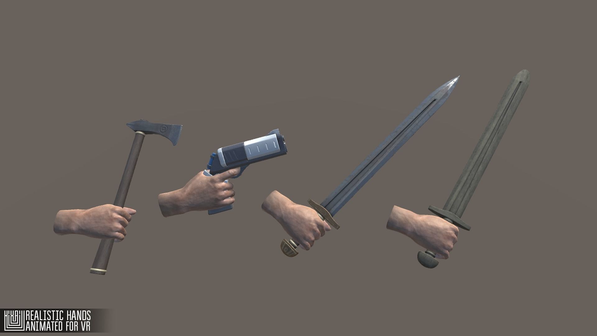 Realistic Hands - animated for VR Low-poly 3D model_5