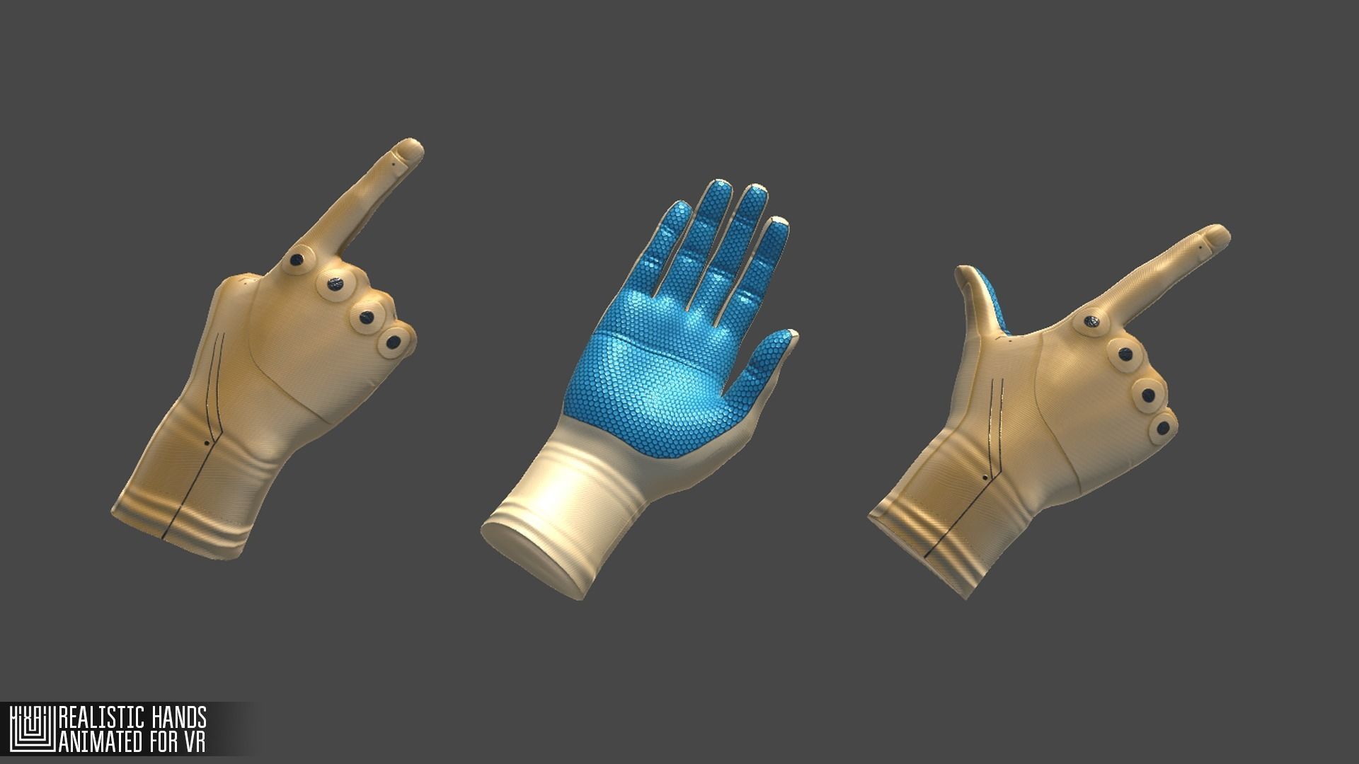 Realistic Hands - animated for VR Low-poly 3D model_14