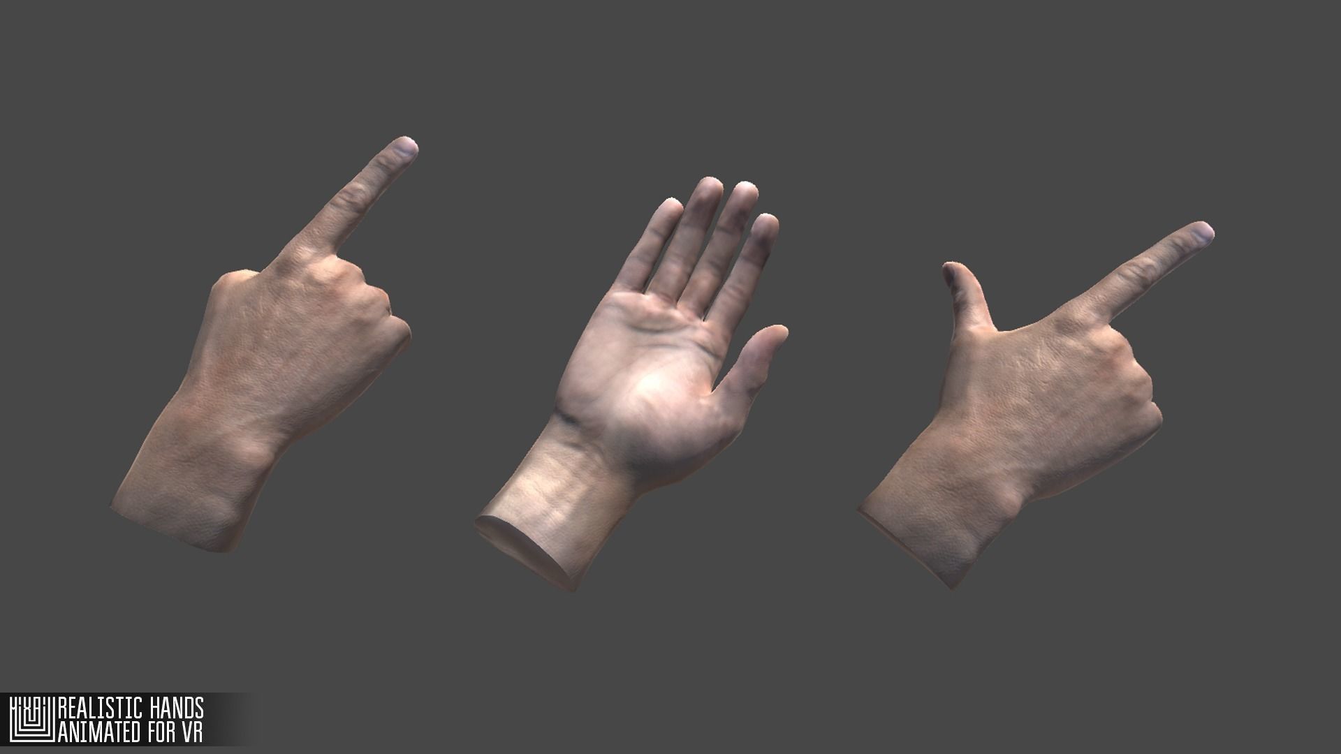 Realistic Hands - animated for VR Low-poly 3D model_15