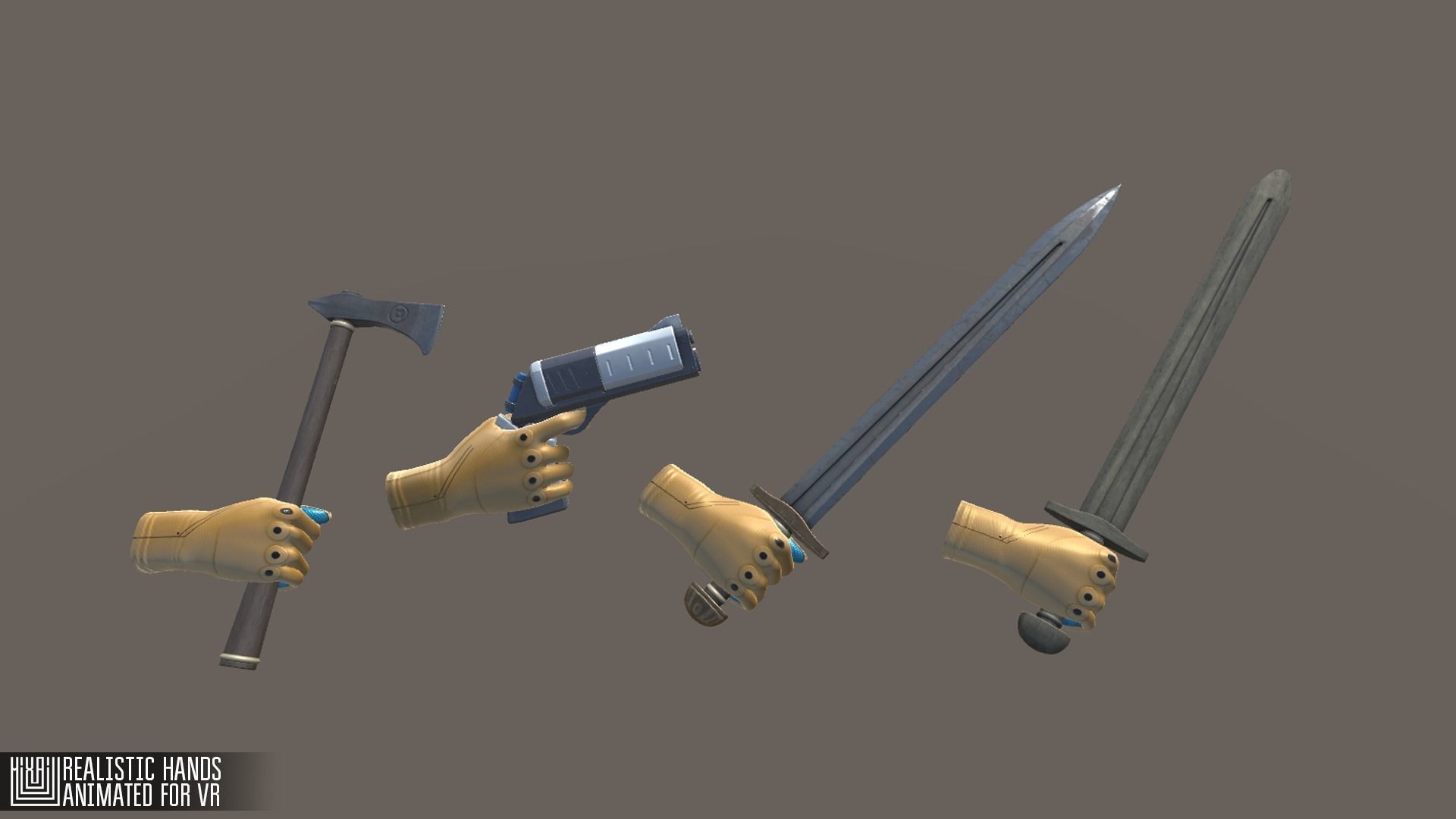 Realistic Hands - animated for VR Low-poly 3D model_3