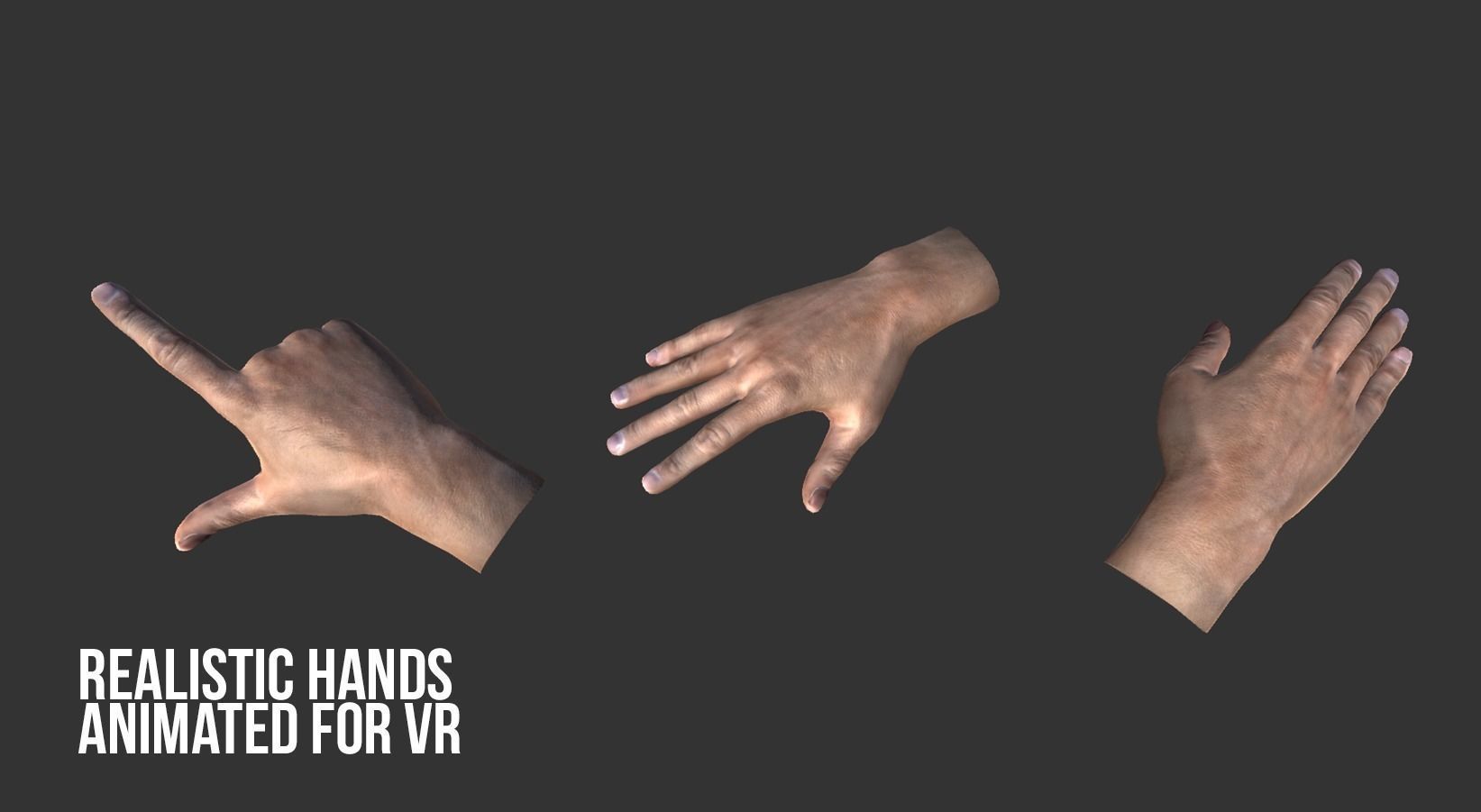 Realistic Hands - animated for VR Low-poly 3D model_28