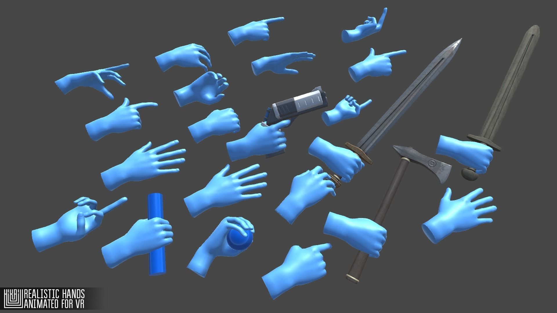 Realistic Hands - animated for VR Low-poly 3D model_8