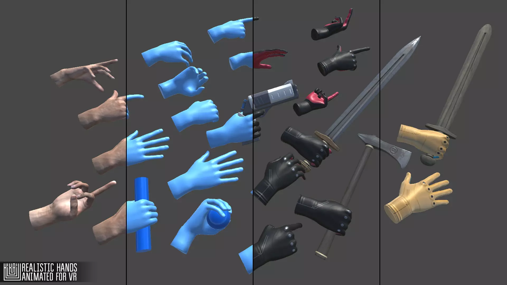 Realistic Hands - animated for VR Low-poly 3D model_0