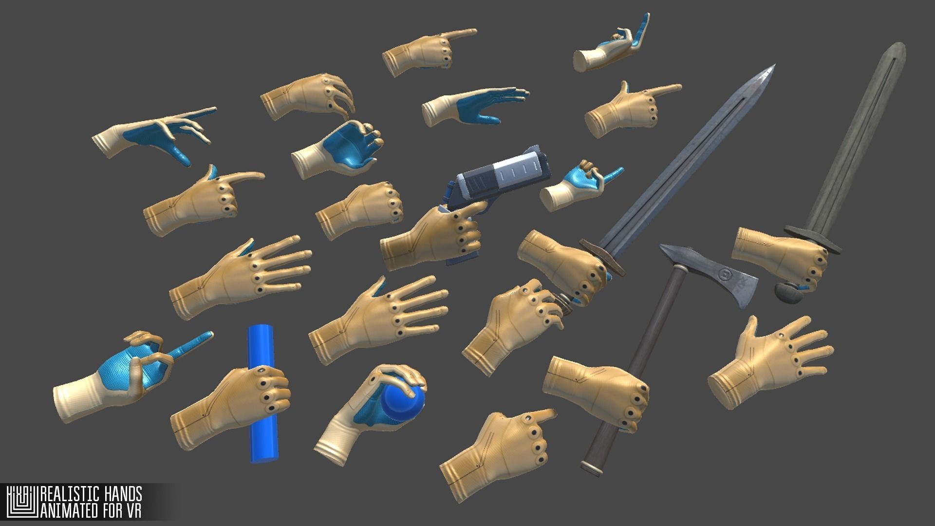 Realistic Hands - animated for VR Low-poly 3D model_6