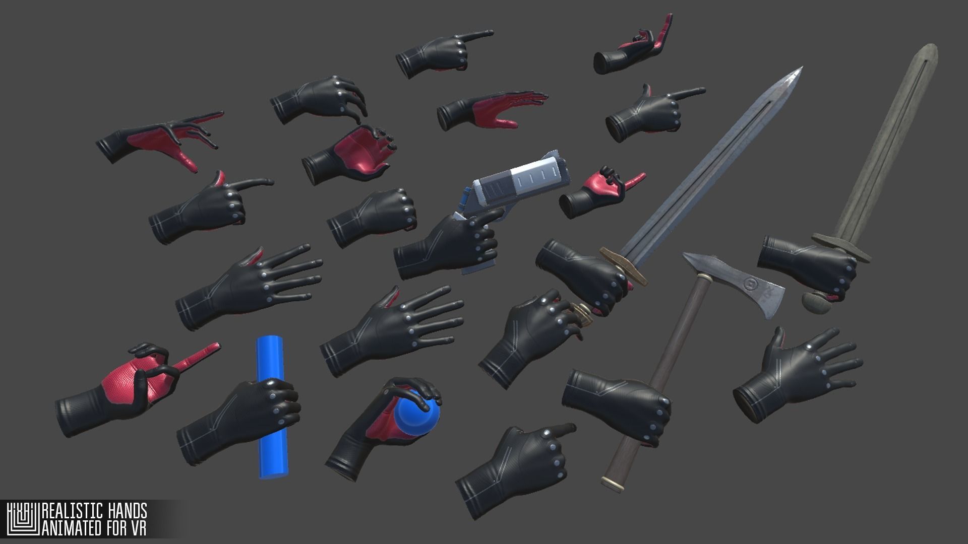 Realistic Hands - animated for VR Low-poly 3D model_7