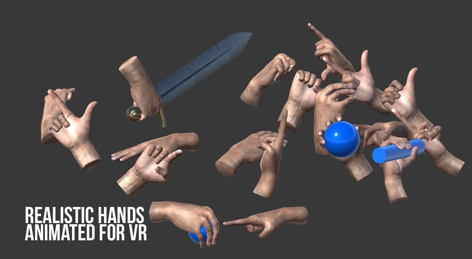 Realistic Hands - animated for VR Low-poly 3D model_21