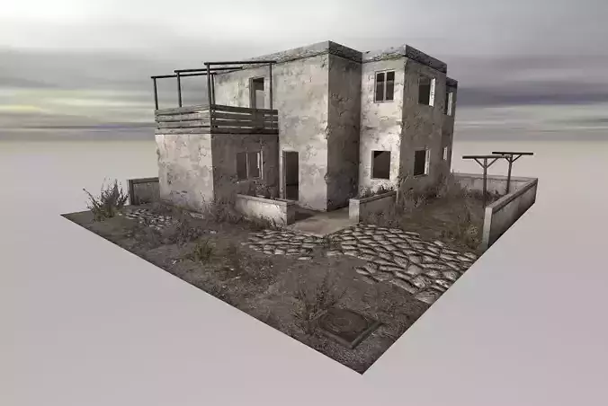 Small house - abandoned and ruined - Game-ready asset