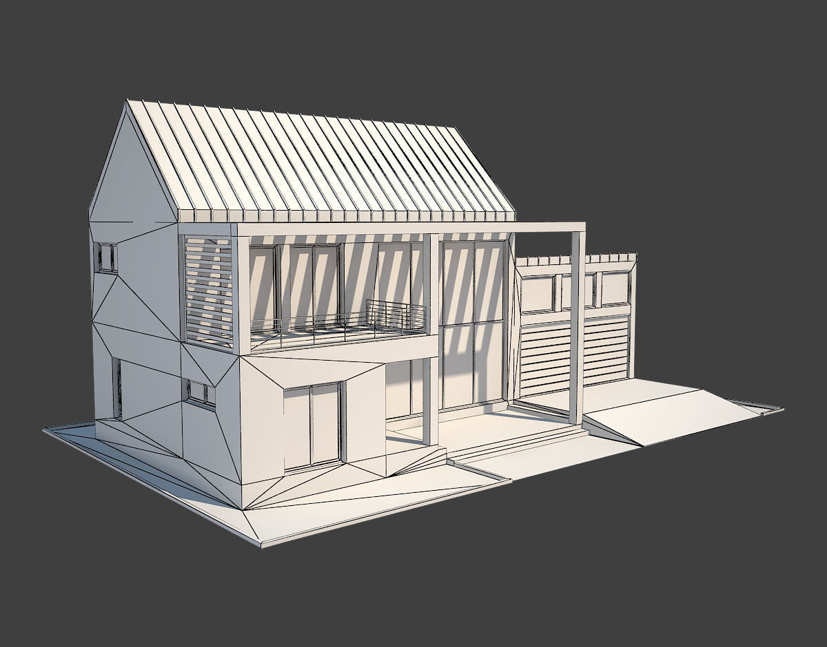 Modern House 8 Low-poly 3D model_6