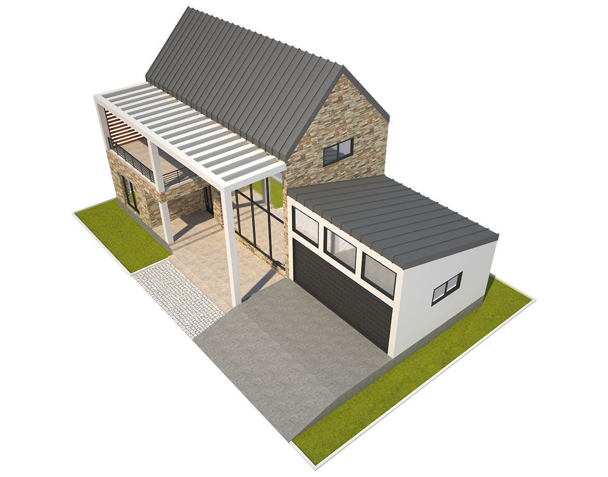 Modern House 8 Low-poly 3D model_5