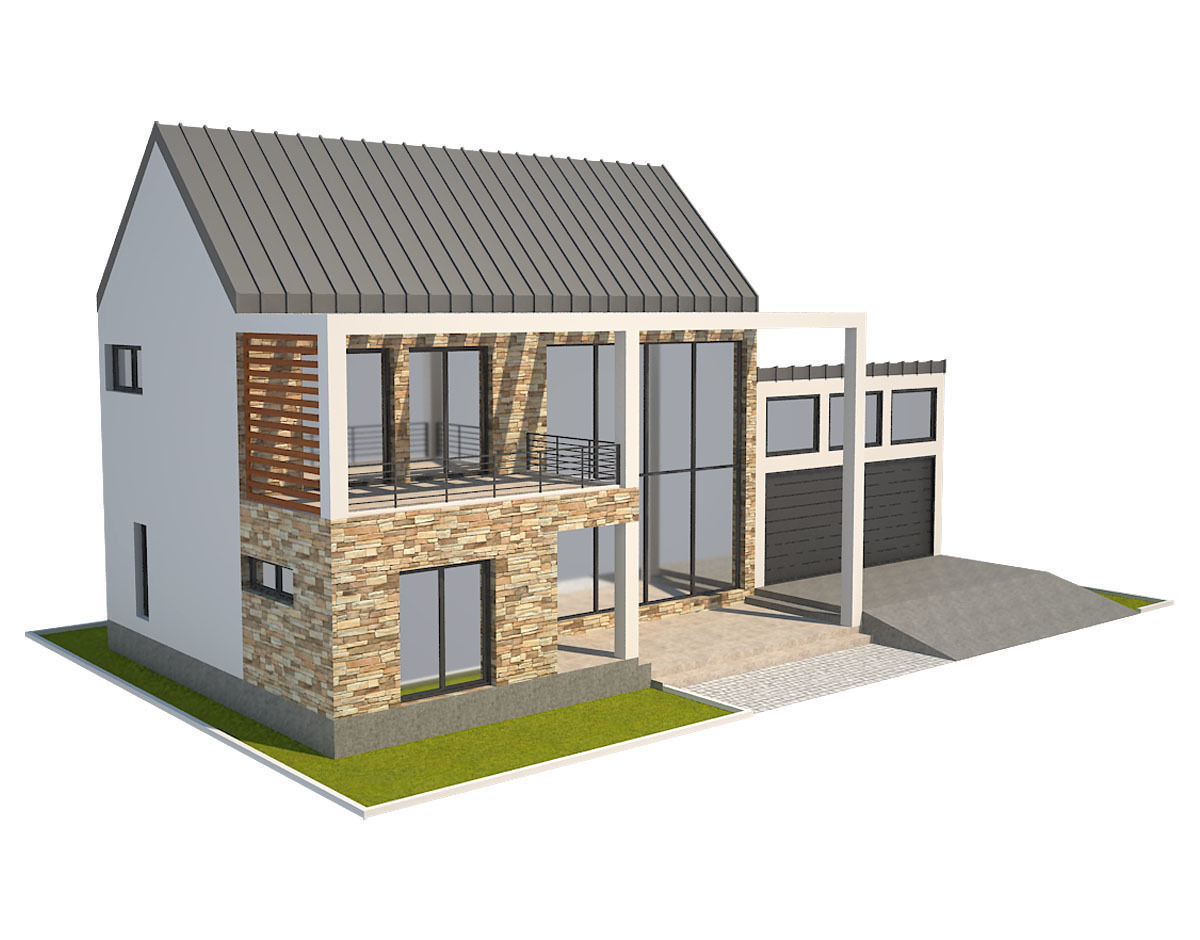 Modern House 8 Low-poly 3D model_2