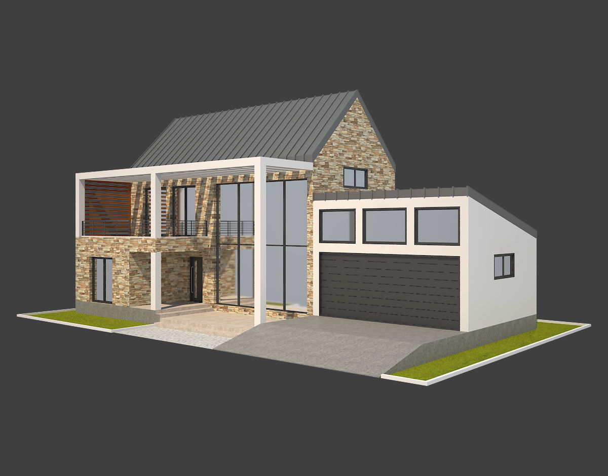 Modern House 8 Low-poly 3D model_1