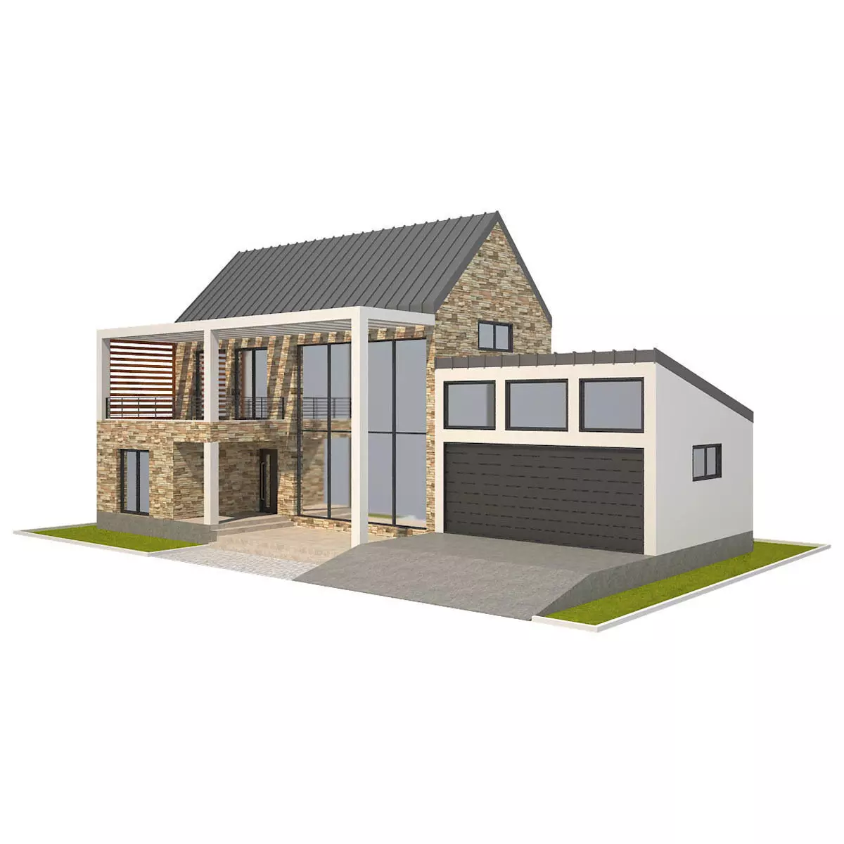 Modern House 8 Low-poly 3D model_0