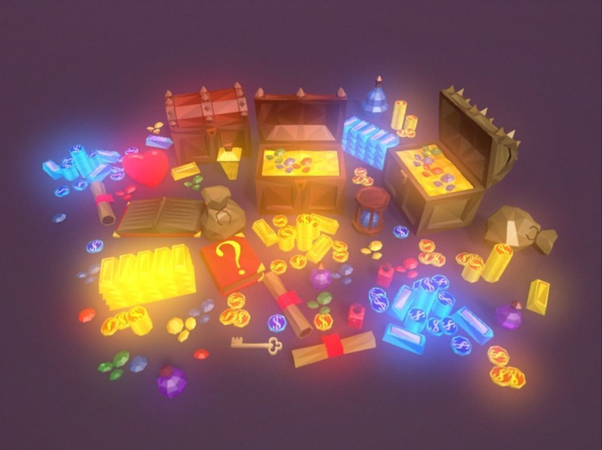 Low Poly Fantasy Loot Basic Packs Low-poly 3D model
