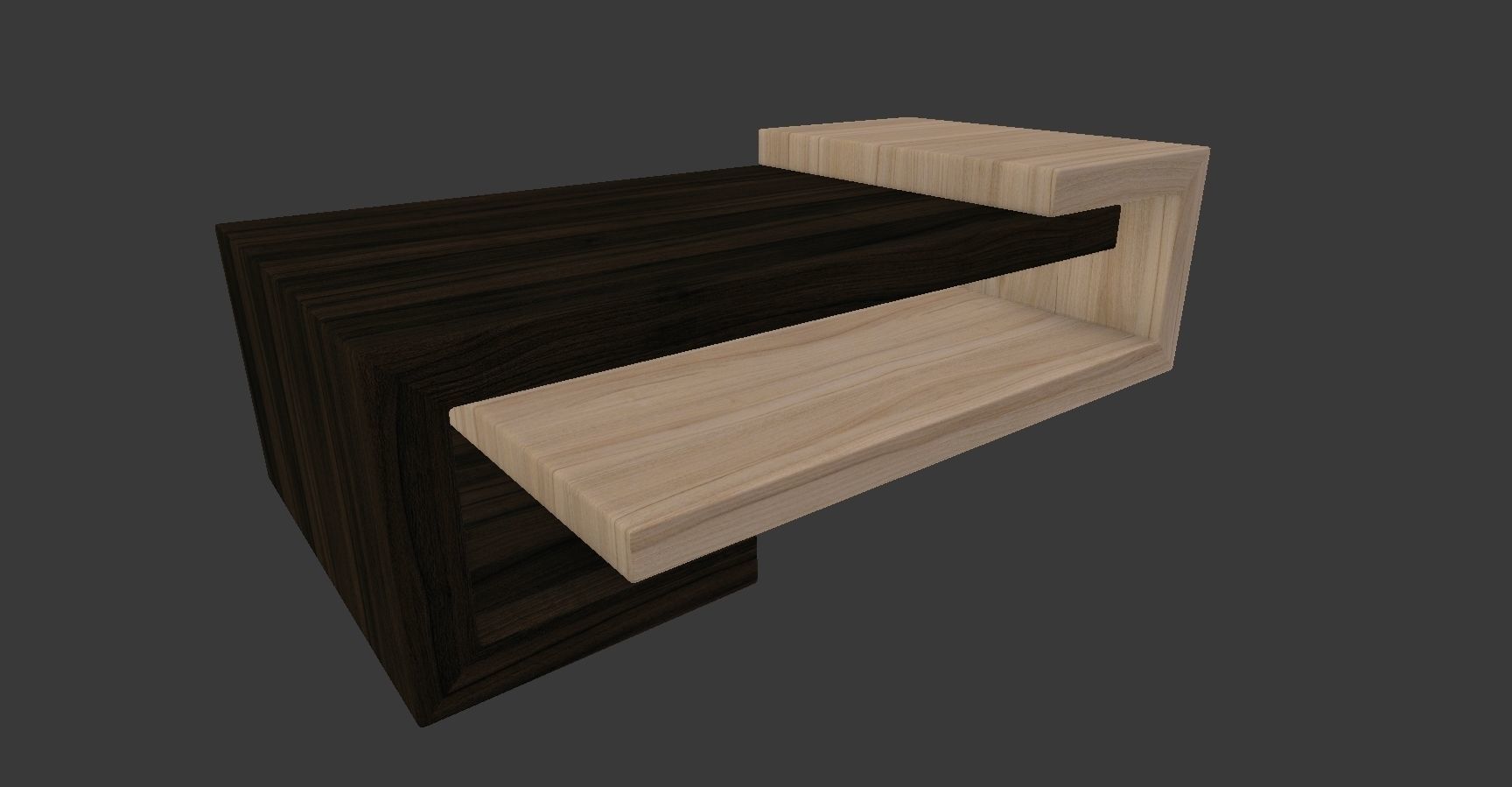 Minimal style Wooden Coffee Table Low-poly 3D model_5