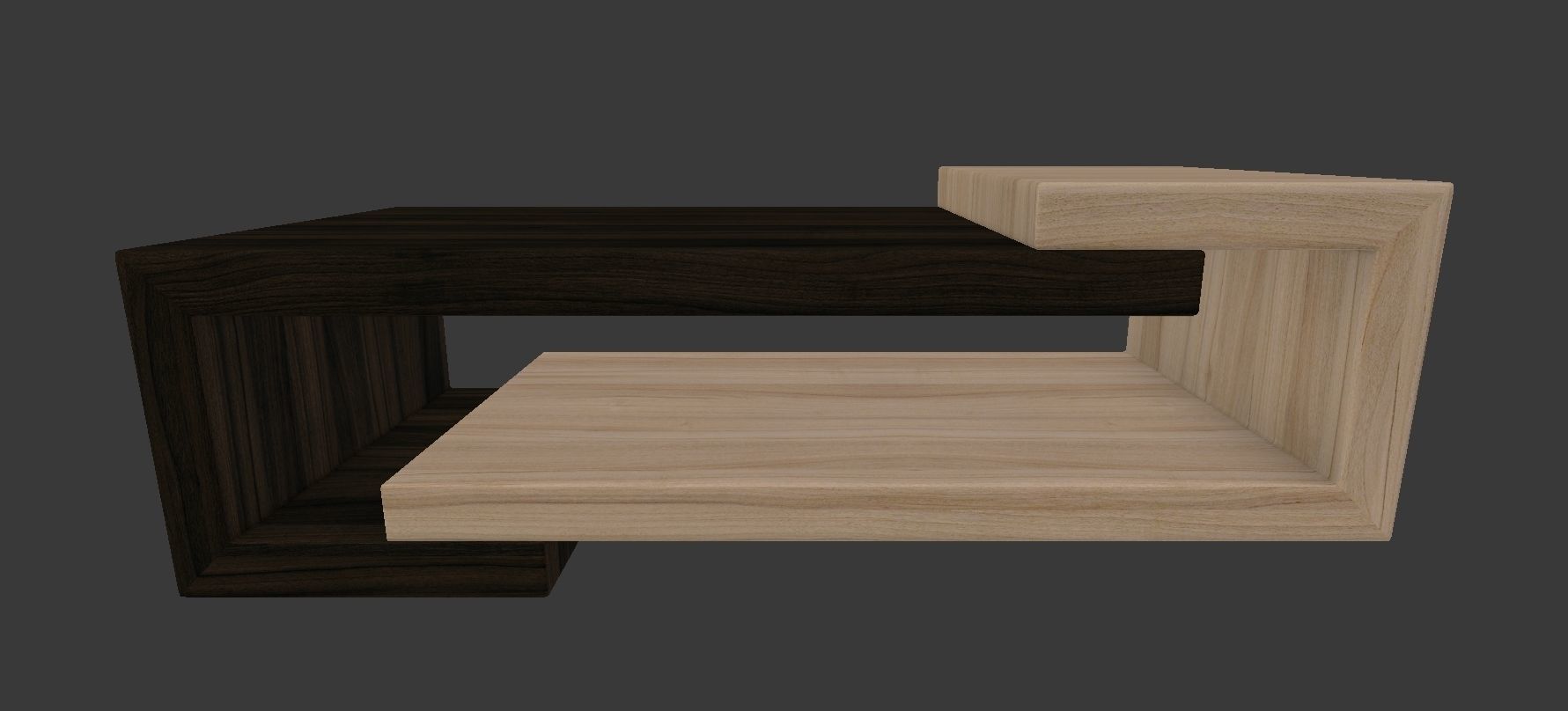 Minimal style Wooden Coffee Table Low-poly 3D model_7