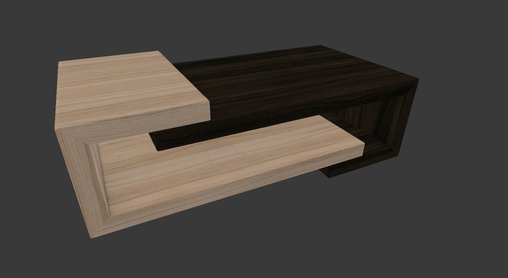 Minimal style Wooden Coffee Table Low-poly 3D model_6
