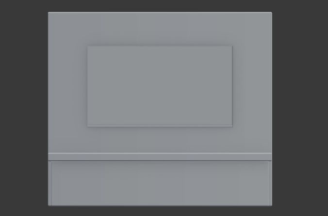 TV Wall Panel with a Flat Screen TV  Low-poly 3D model 7