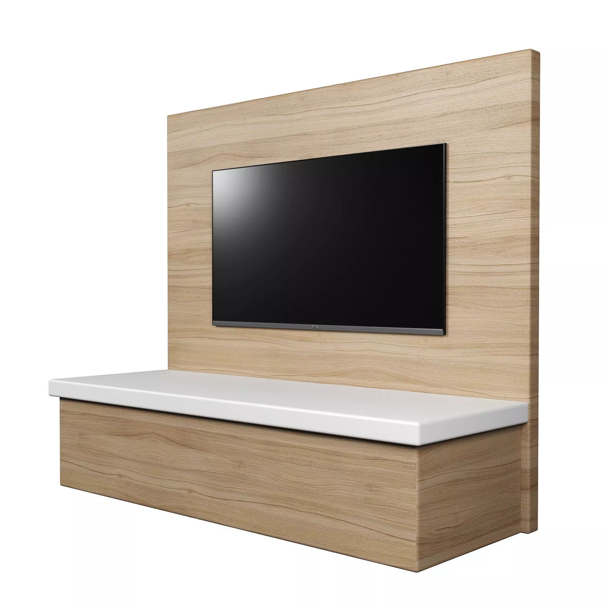 TV Wall Panel with a Flat Screen TV Low-poly 3D model