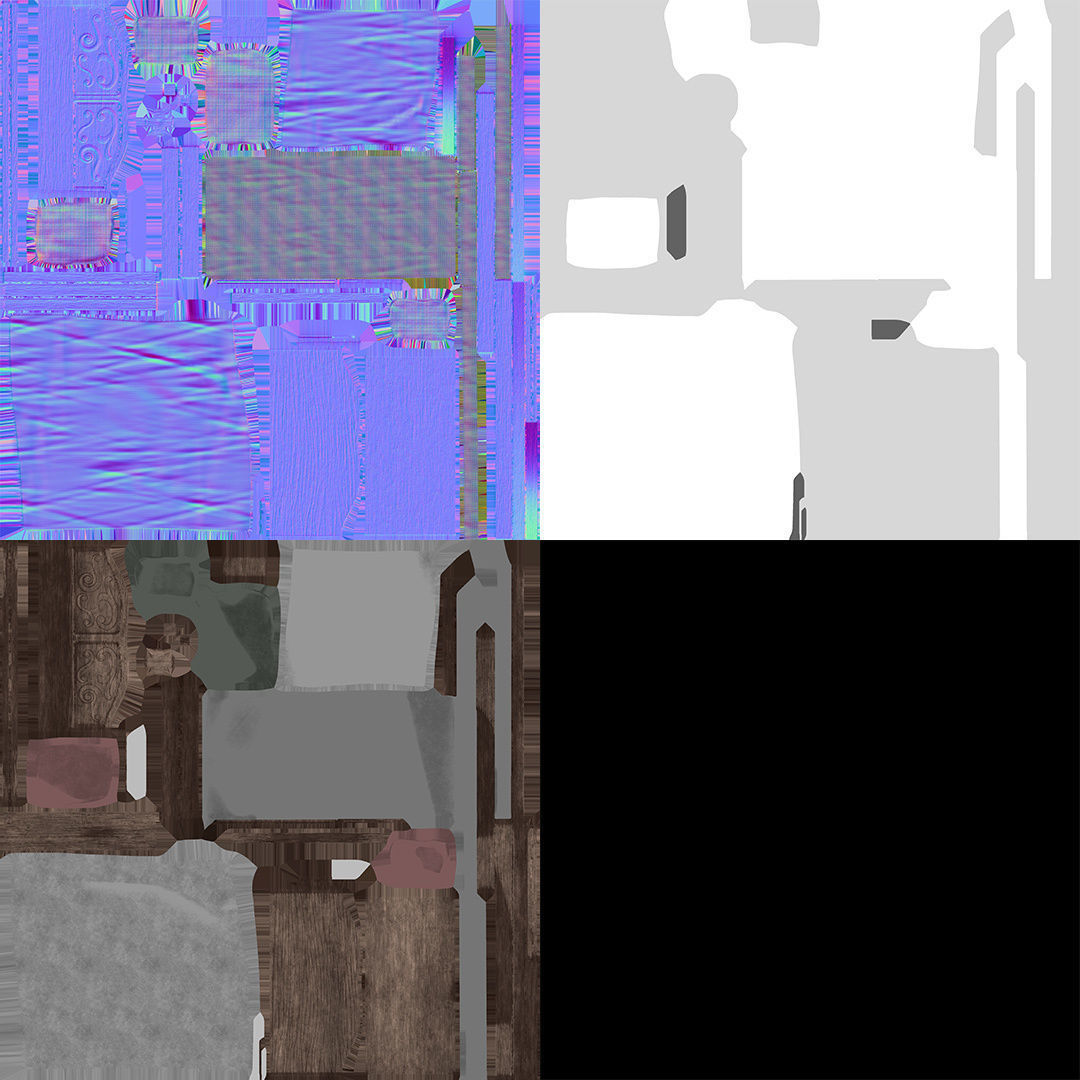 Tavern Bed - PBR Game Ready Low-poly 3D model_10