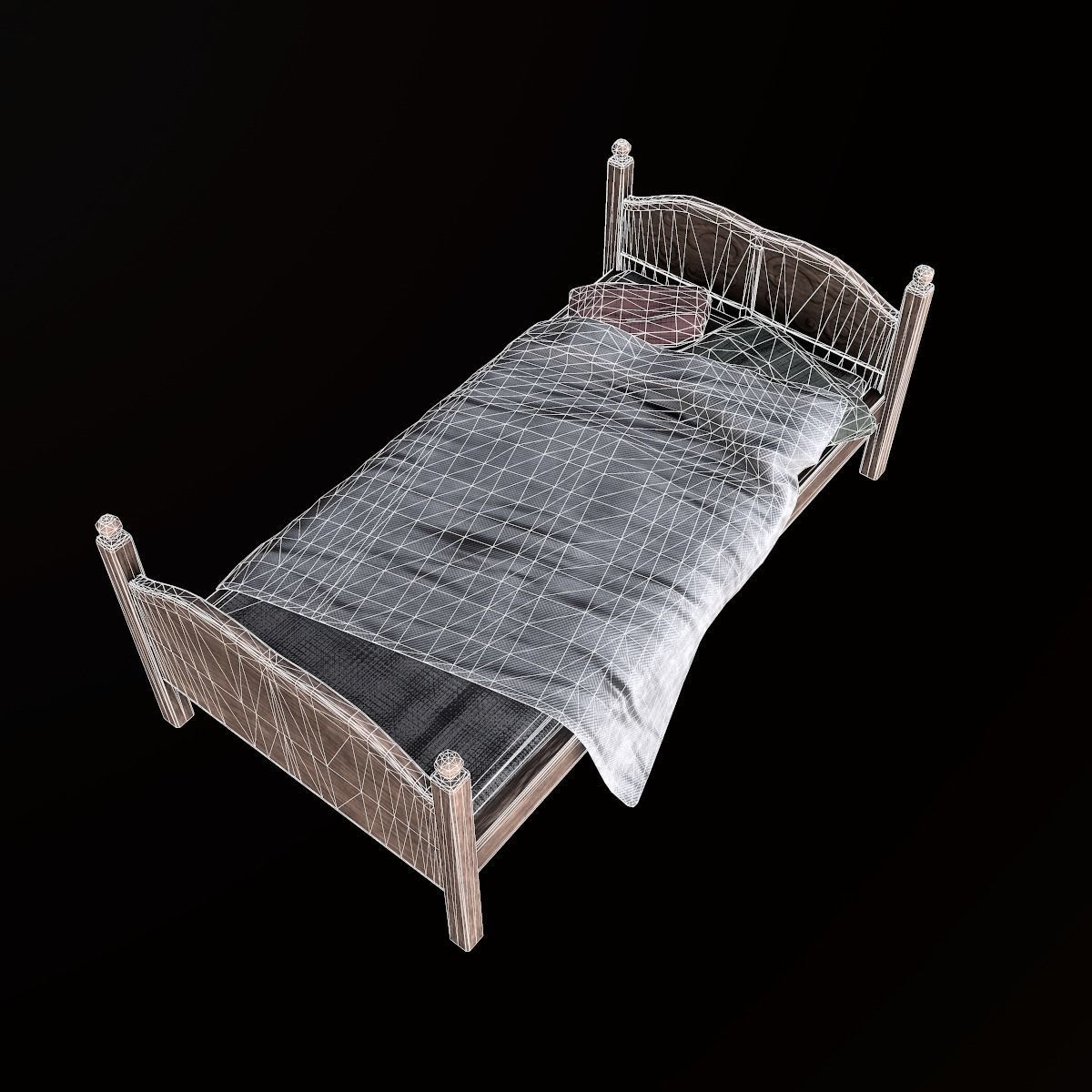 Tavern Bed - PBR Game Ready Low-poly 3D model_9