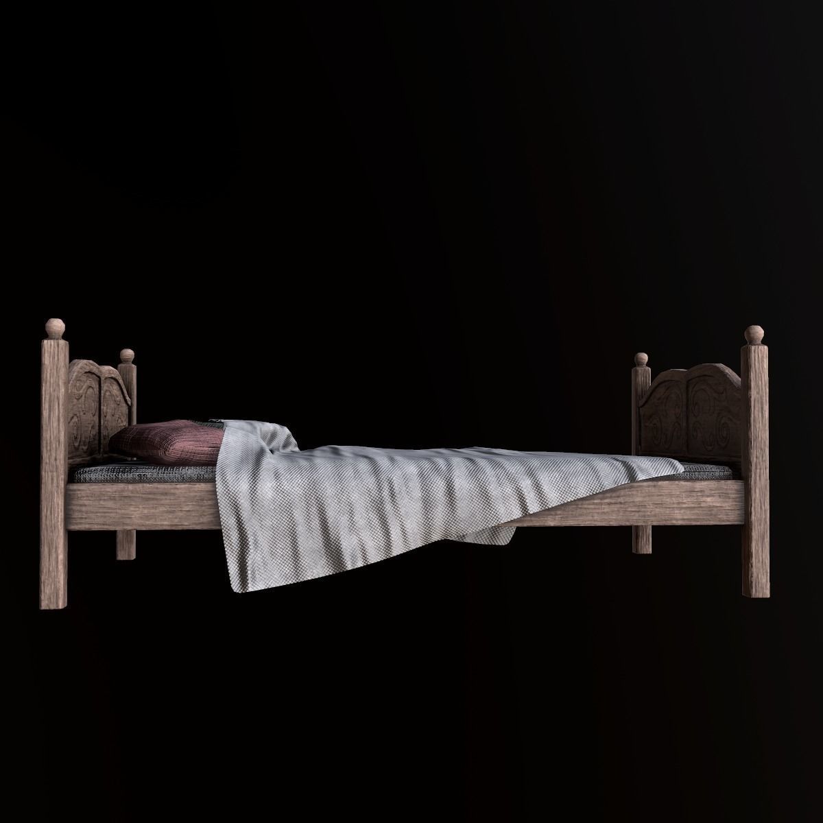 Tavern Bed - PBR Game Ready Low-poly 3D model_3