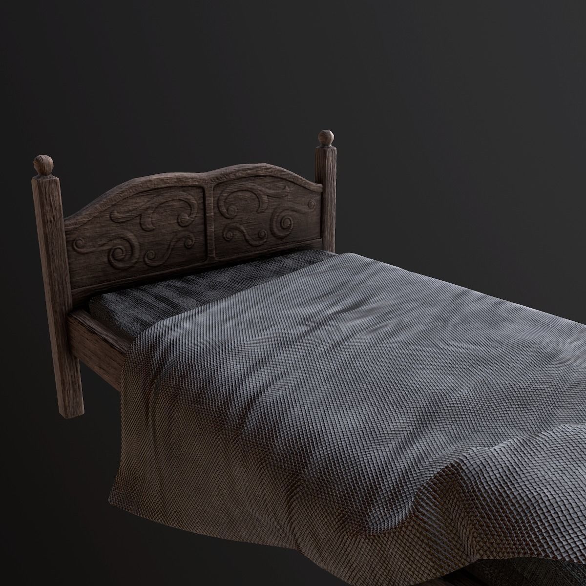 Tavern Bed - PBR Game Ready Low-poly 3D model_7