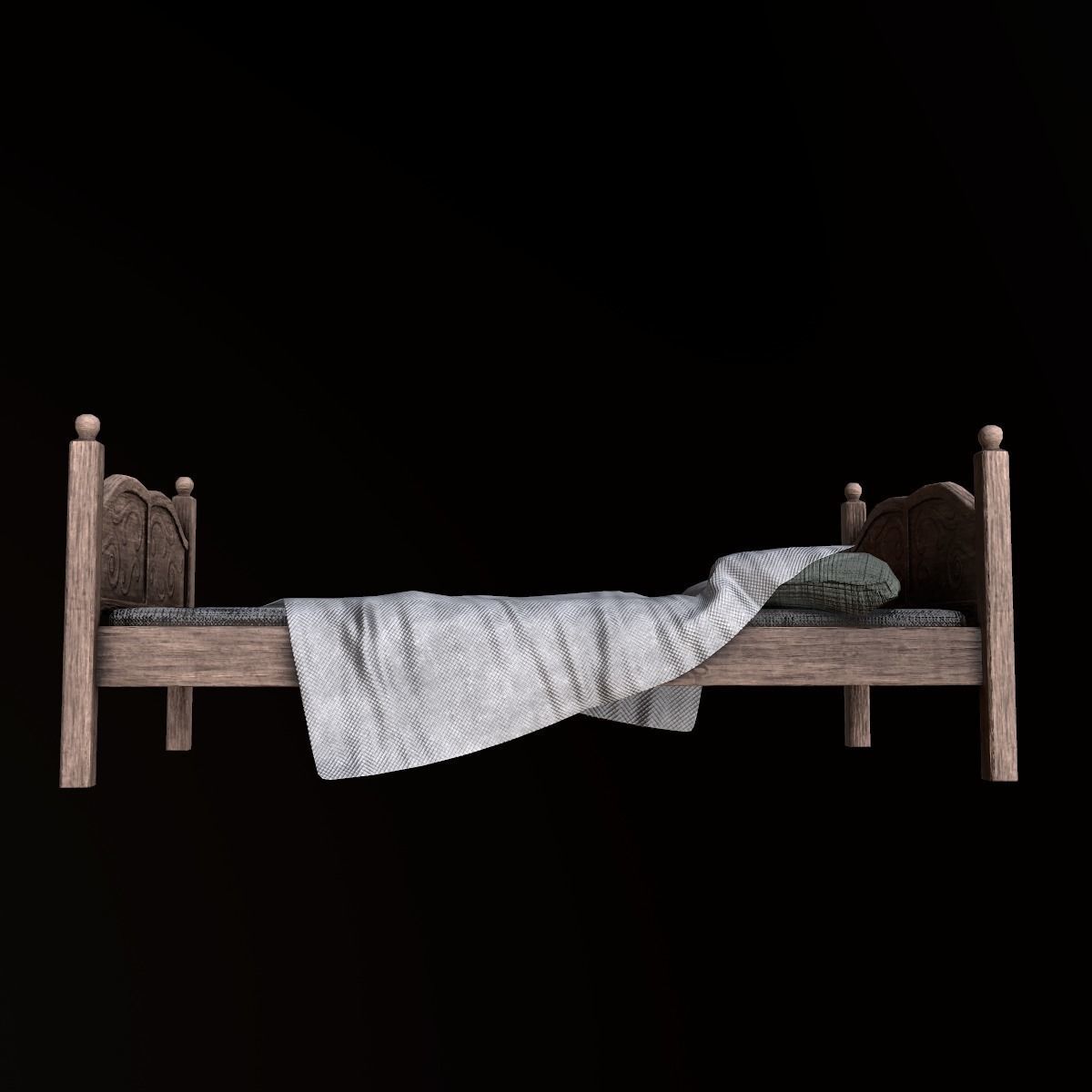 Tavern Bed - PBR Game Ready Low-poly 3D model_2