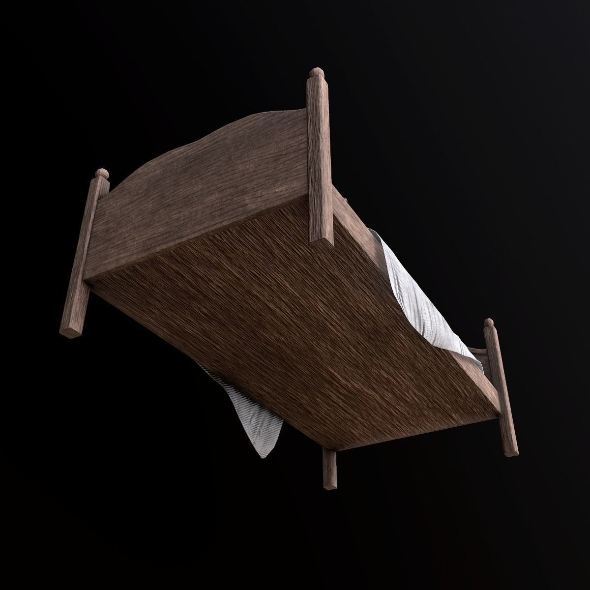 Tavern Bed - PBR Game Ready Low-poly 3D model_5