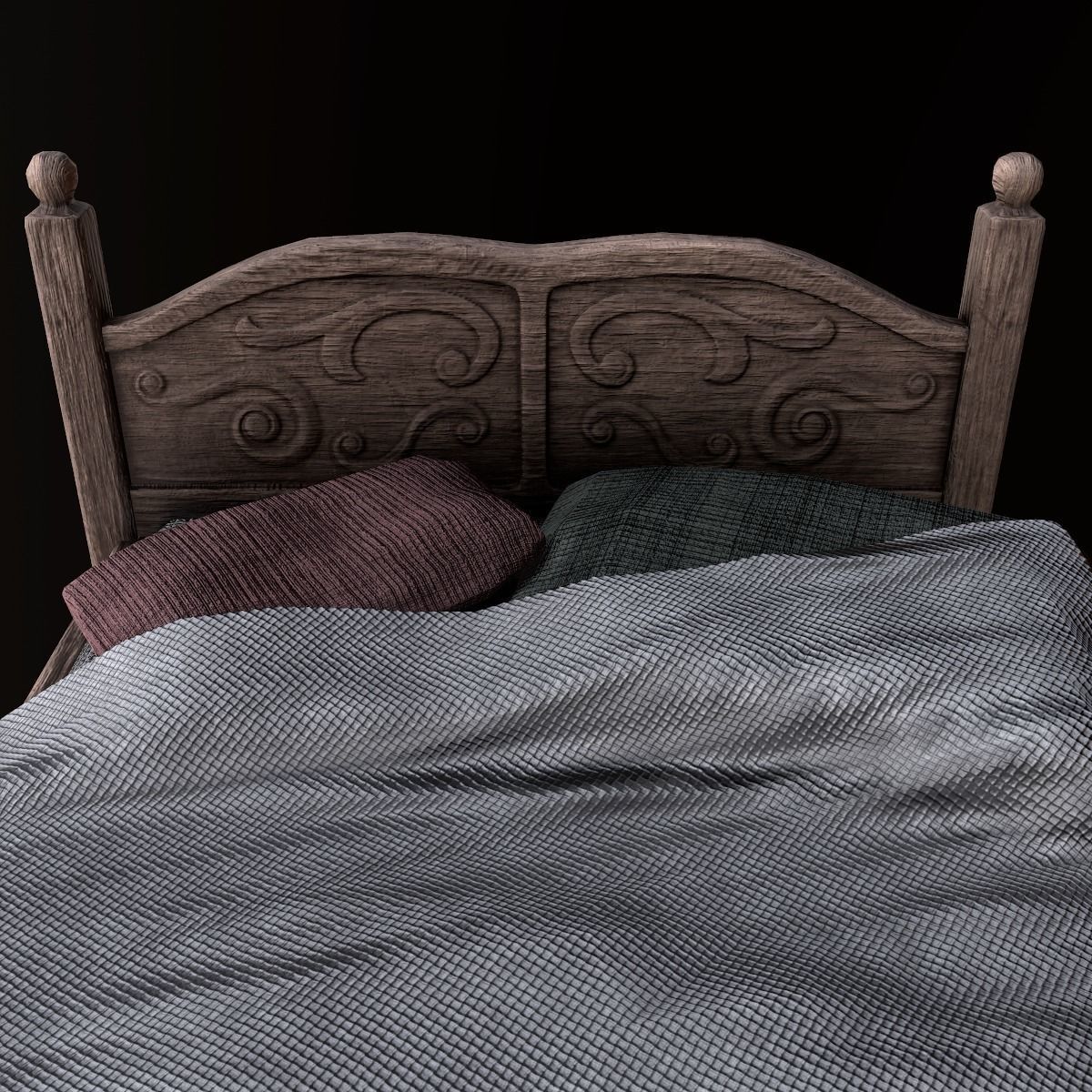 Tavern Bed - PBR Game Ready Low-poly 3D model_6
