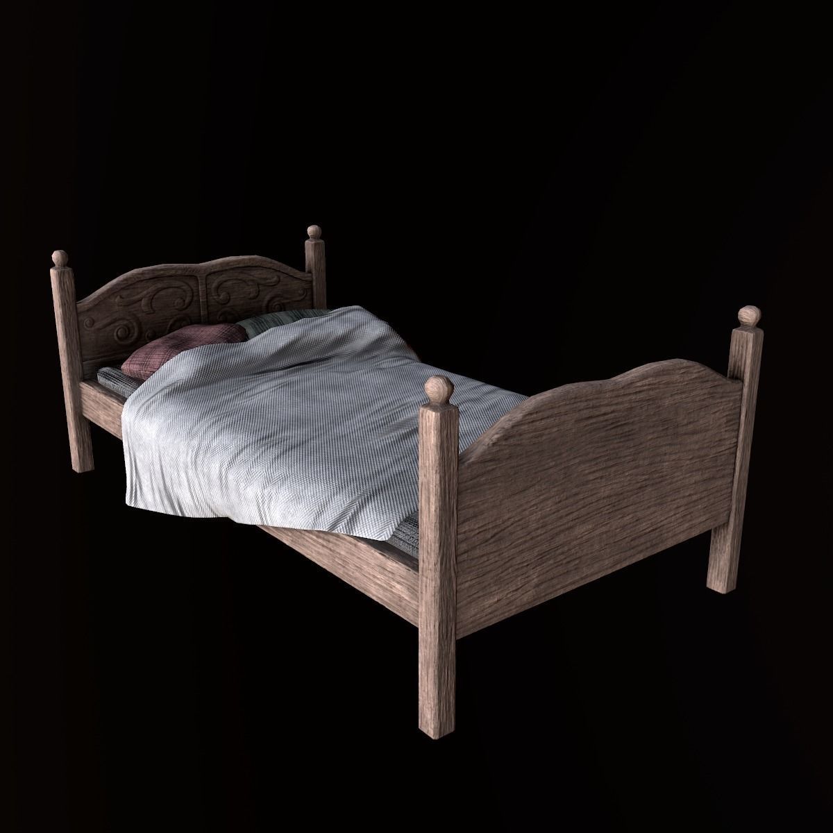 Tavern Bed - PBR Game Ready Low-poly 3D model_1