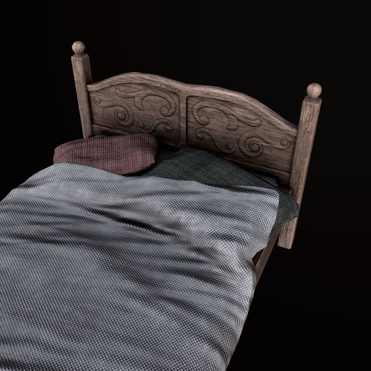 Tavern Bed - PBR Game Ready Low-poly 3D model_8