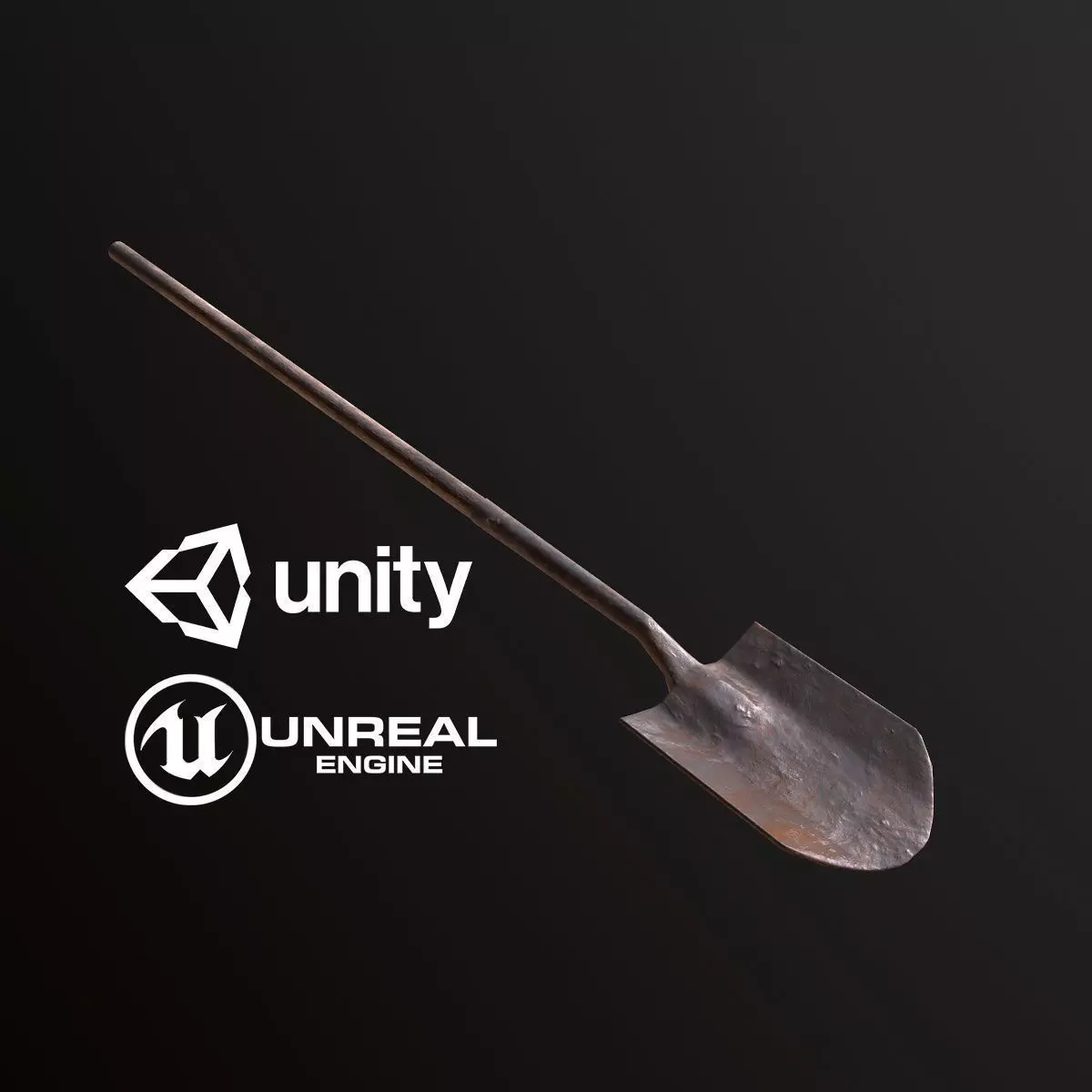 Rusty Shovel - PBR Game Ready Low-poly 3D model_0