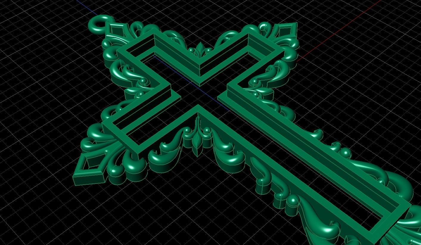 RELIGIOUS  CROSS 9 with BLACK STONE 3D print model_9