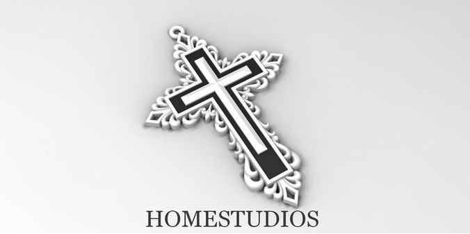 RELIGIOUS  CROSS 9 with BLACK STONE 3D print model