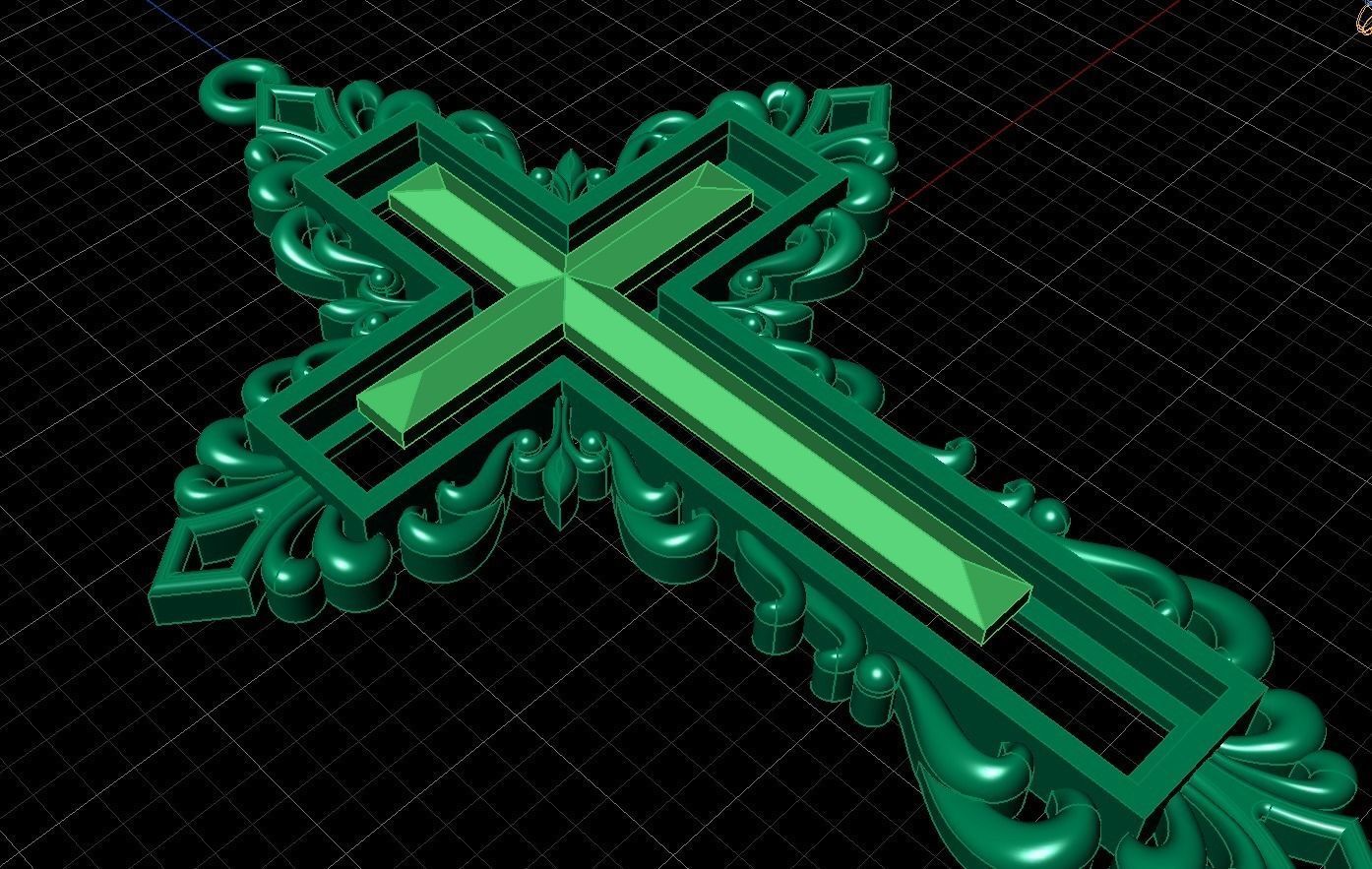 RELIGIOUS  CROSS 9 with BLACK STONE 3D print model_10