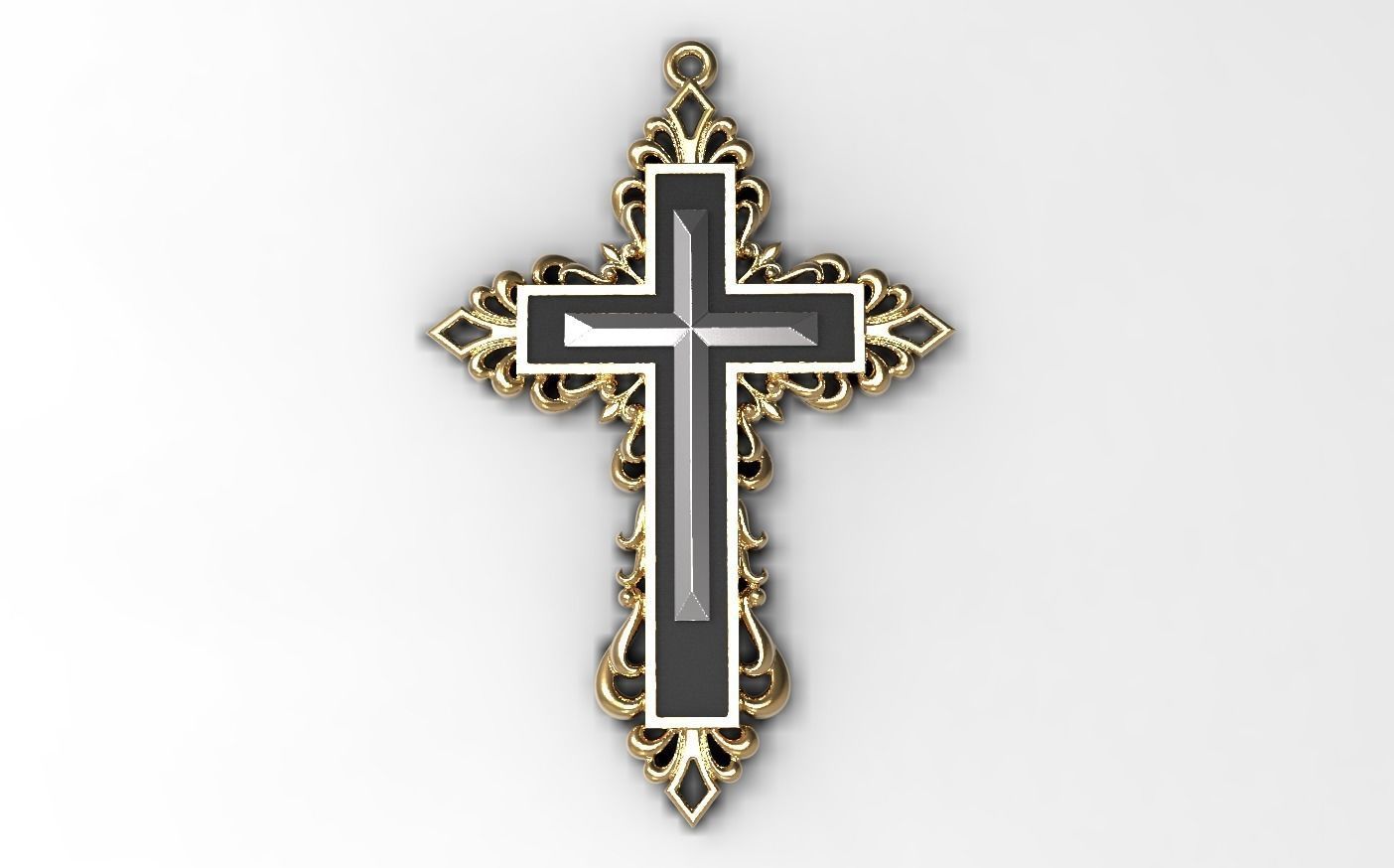 RELIGIOUS  CROSS 9 with BLACK STONE 3D print model_2