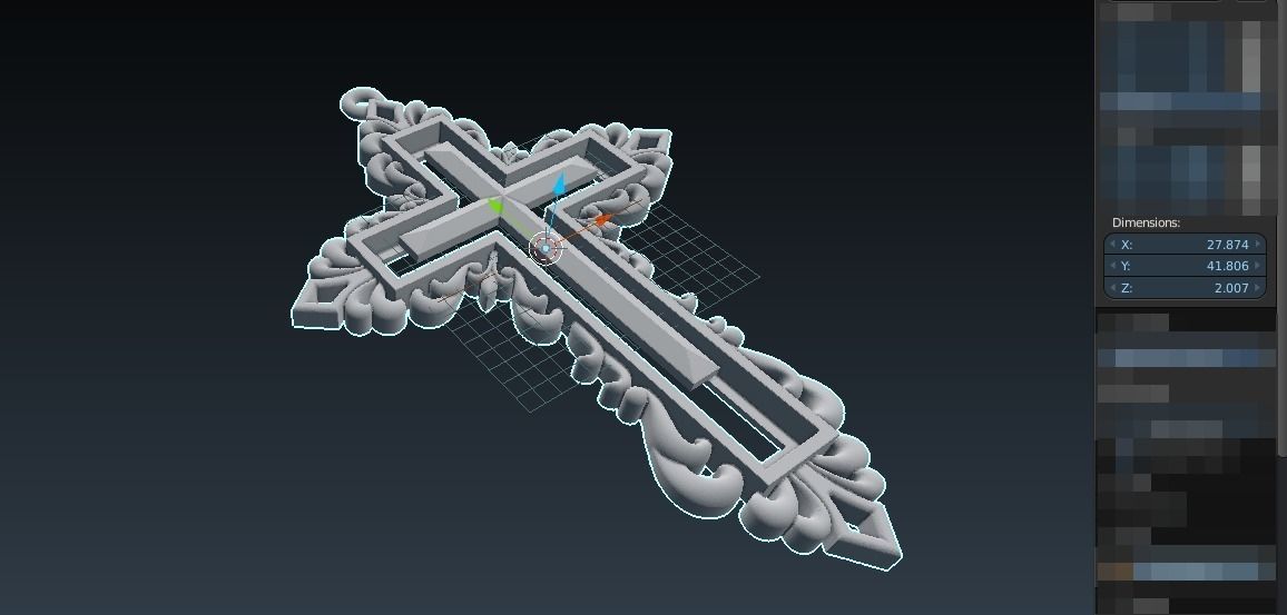 RELIGIOUS  CROSS 9 with BLACK STONE 3D print model_8