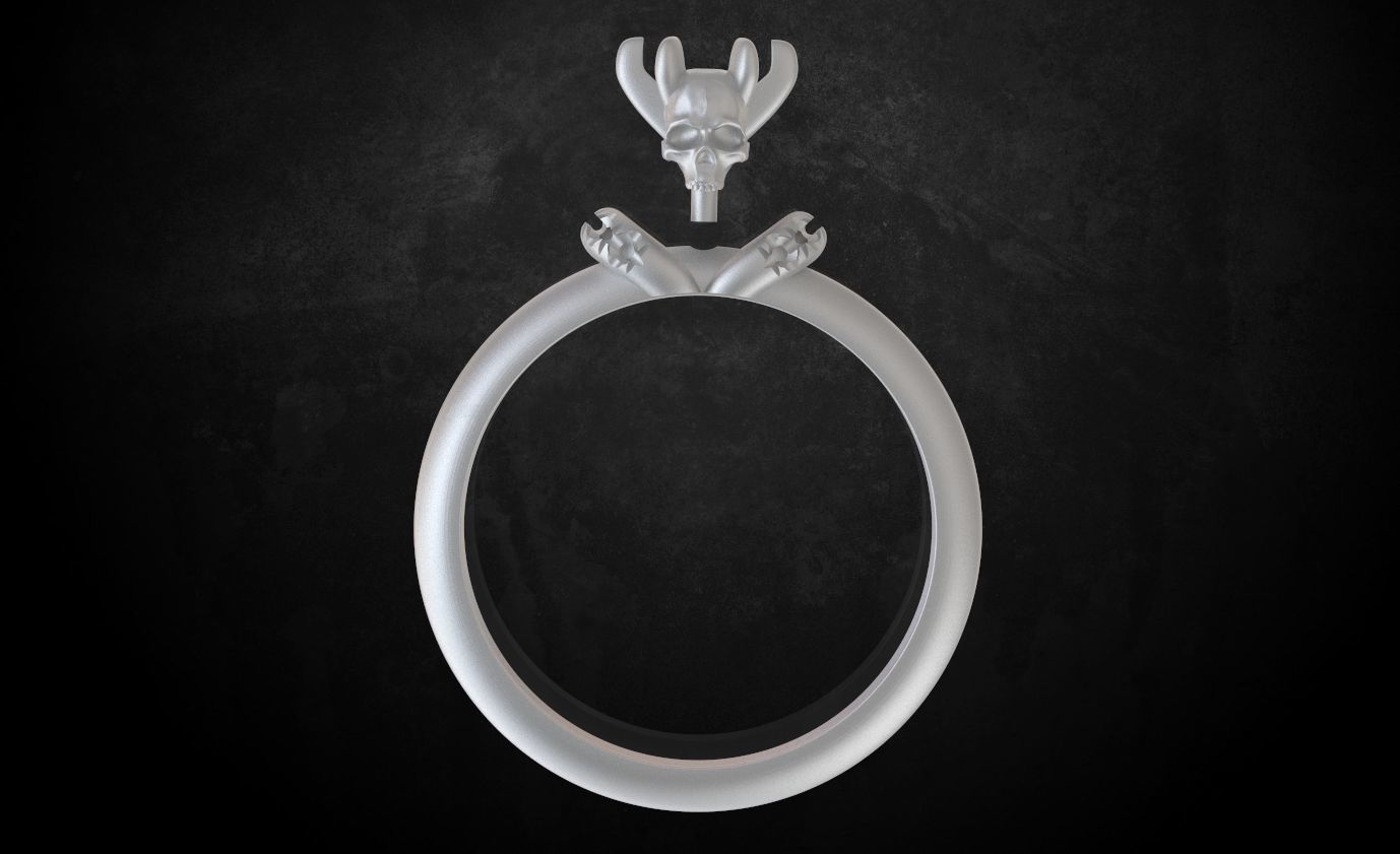 Engagement ring and skull with stones many size ring 3D print model_18